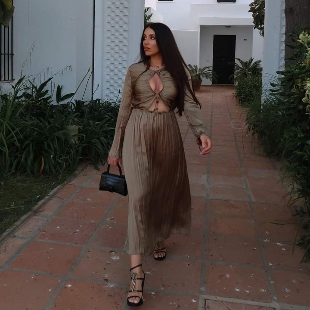 ZARA * satin effect pleated wrinkle effect cut out dress blogger favorite - Picture 10 of 16